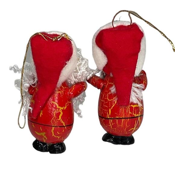 Vintage Wooden Santa and Mrs. Claus Christmas Ornaments - Picture 3 of 11